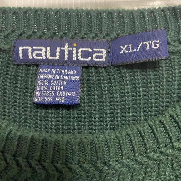 Nautica Sweater Mens XL Red Blue Yellow Green Color Block Cotton Y2K Vintage 90s - Picture 5 of 5